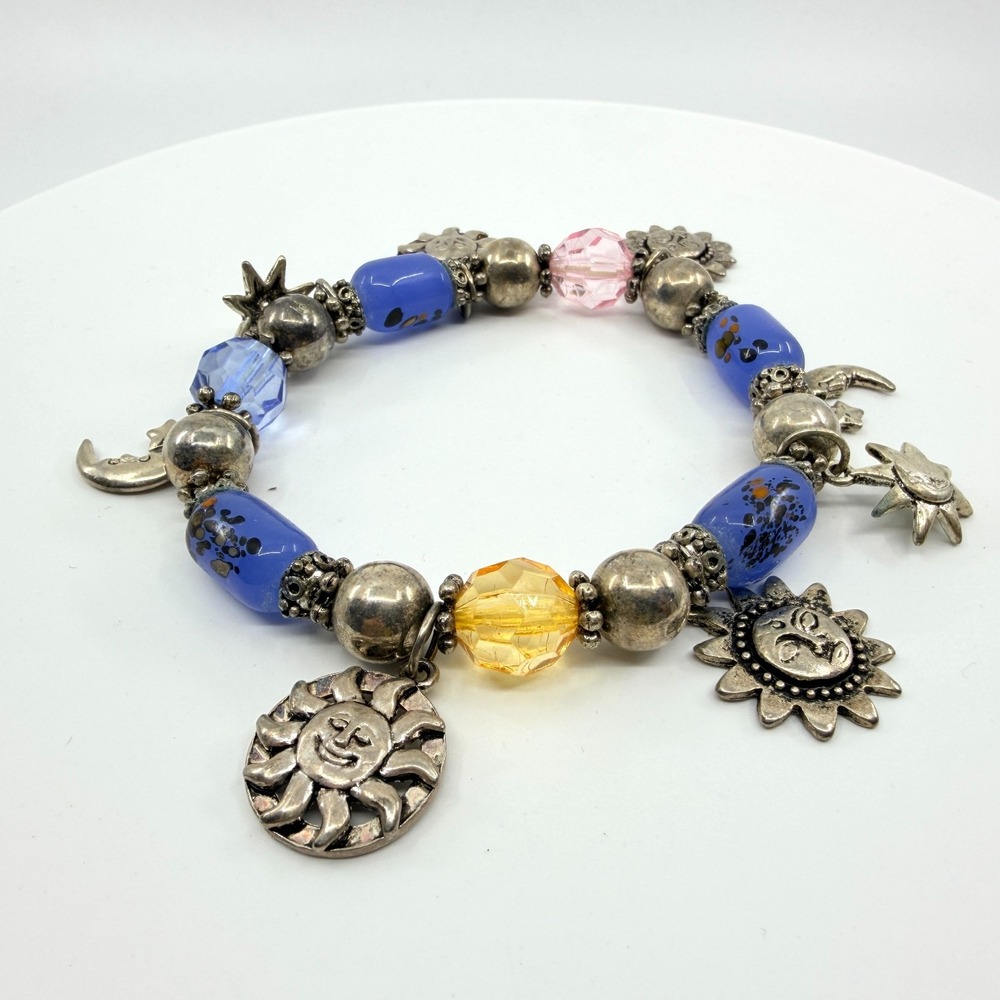 Celestial Sun & Moon Charm Bracelet Bohemian Festival Layering Accessory Y2K